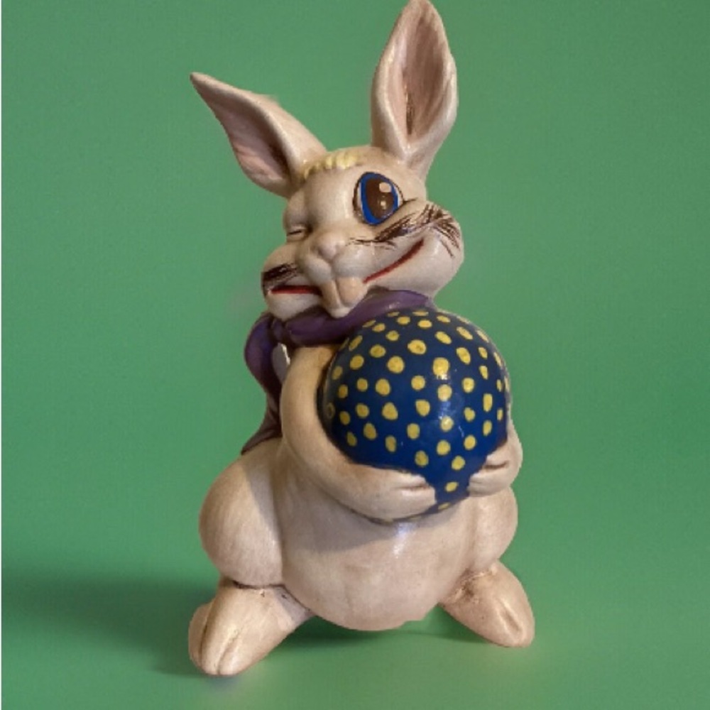 Vintage 10” Tall Ceramic Easter Bunny Sandy Craft 1984
